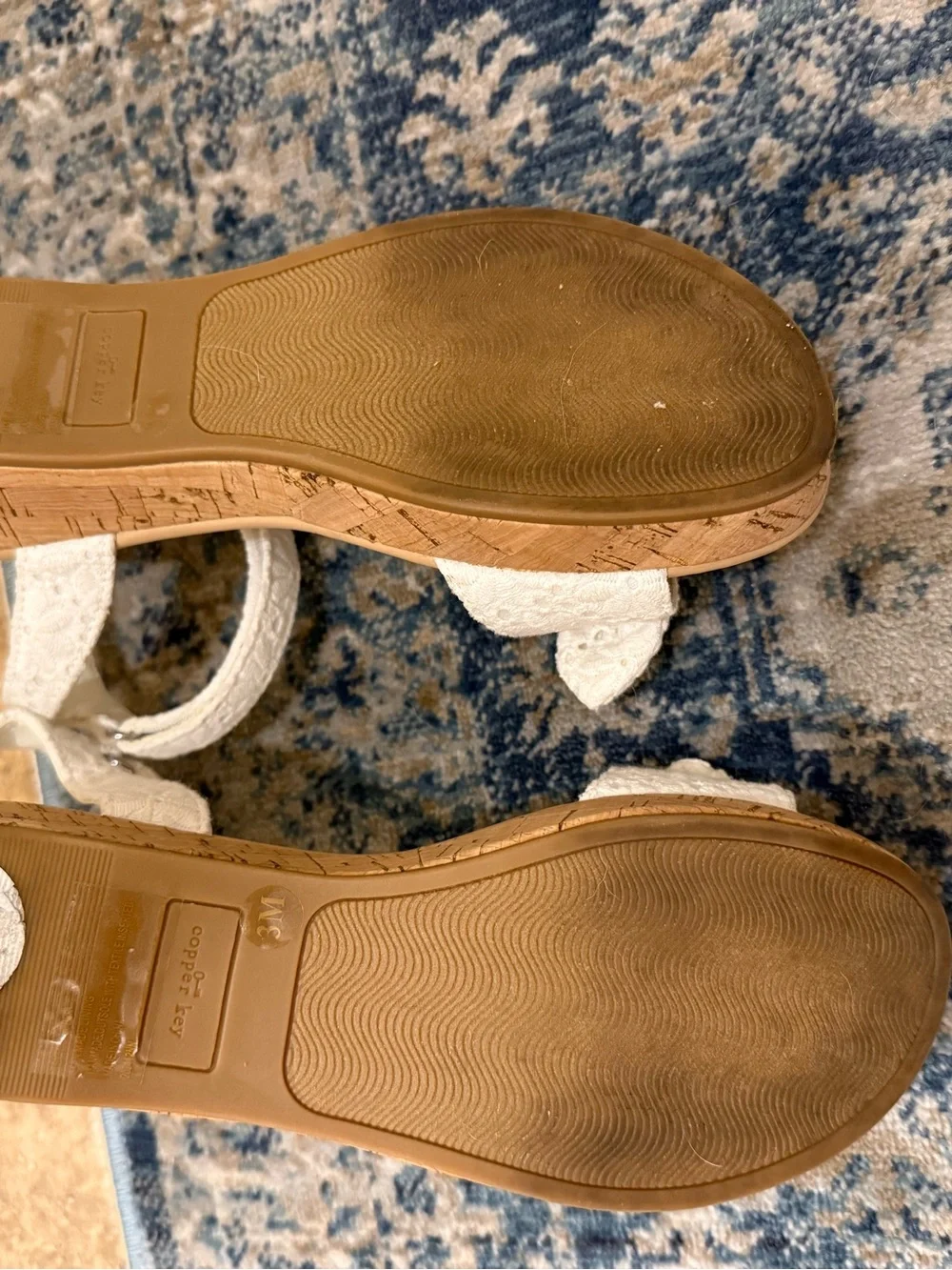 Copper Key Girls White Lace Wedge Sandals